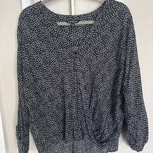 Express Black and White Patterned Blouse
